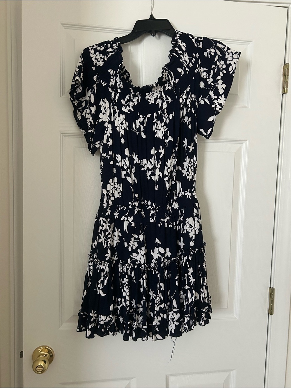 white birch Navy and White Floral Dress